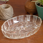 Vintage glazen ovale schaal